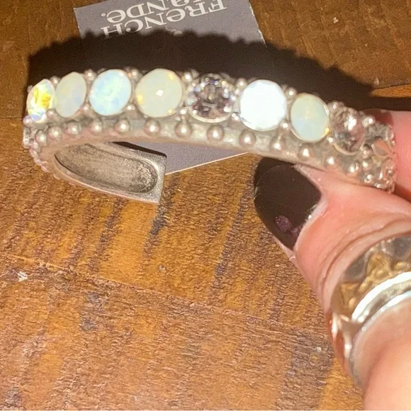French Kande Swarovski crystal and sterling plated cuff bracelet - Picture 2 of 5